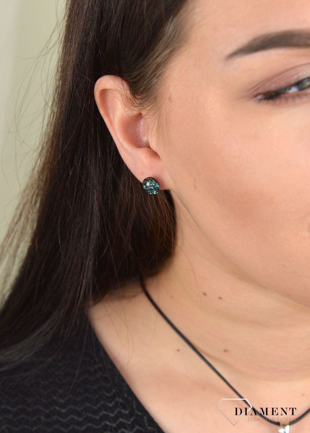 Srebrne kolczyki szkło weneckie 'Zielony blask' Murano 47.jpg